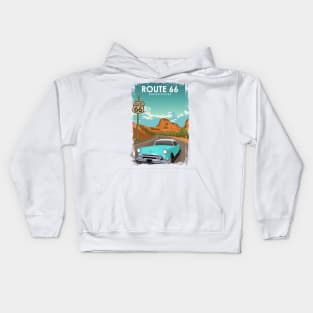 Route 66 Vintage Retro American Travel Poster Kids Hoodie